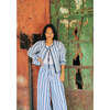 Women's Quilted Block Print Crop Jacket, Classic Blue - Jackets - 1 - thumbnail