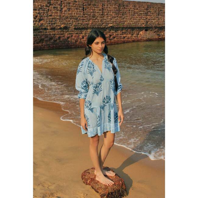 Women's Priya V-Neck Drop Waist Dress, Classic Blue