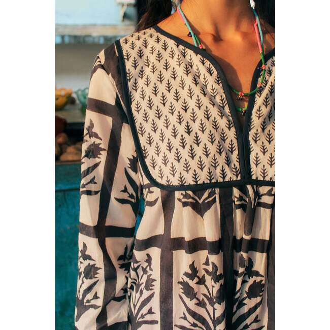 Women's Jaipur Block Print Knee Length Dress, Navy - Cover-Ups - 3