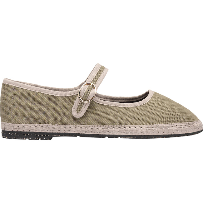 Women's Ishmael Linen Contrasting Piped Mary Jane Shoes, Light Military Green & Beige