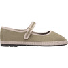 Women's Ishmael Linen Contrasting Piped Mary Jane Shoes, Light Military Green & Beige - Mary Janes - 1 - thumbnail