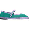 Women's Ivetta Linen Contrasting Piped Mary Jane Shoes,  Turquoise & Lilac - Mary Janes - 1 - thumbnail