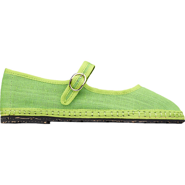 Women's Justina Linen Piped Mary Jane Shoes, Light Green
