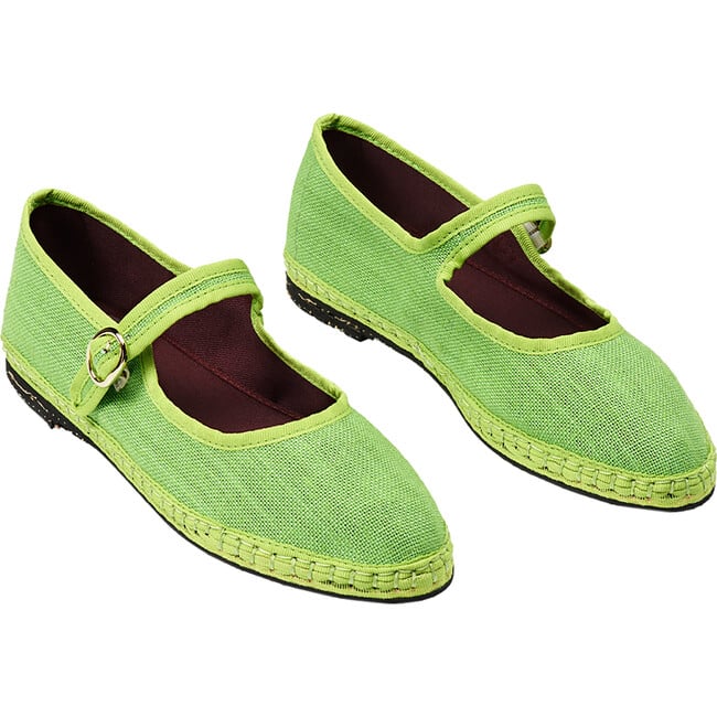 Women's Justina Linen Piped Mary Jane Shoes, Light Green - Mary Janes - 2