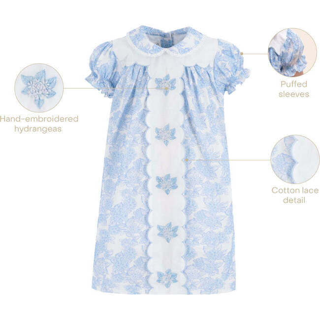 Hydrangea Girl Dress, Blue - Dresses - 4