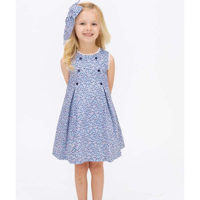 Abigail Girl Dress, Blue - Dresses - 2