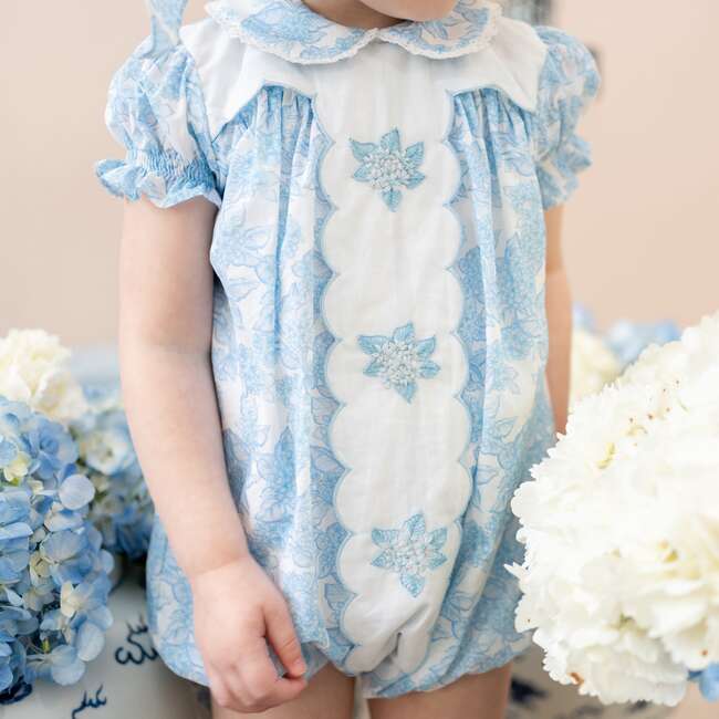 Hydrangea Girl Bubble, Blue - Onesies - 7