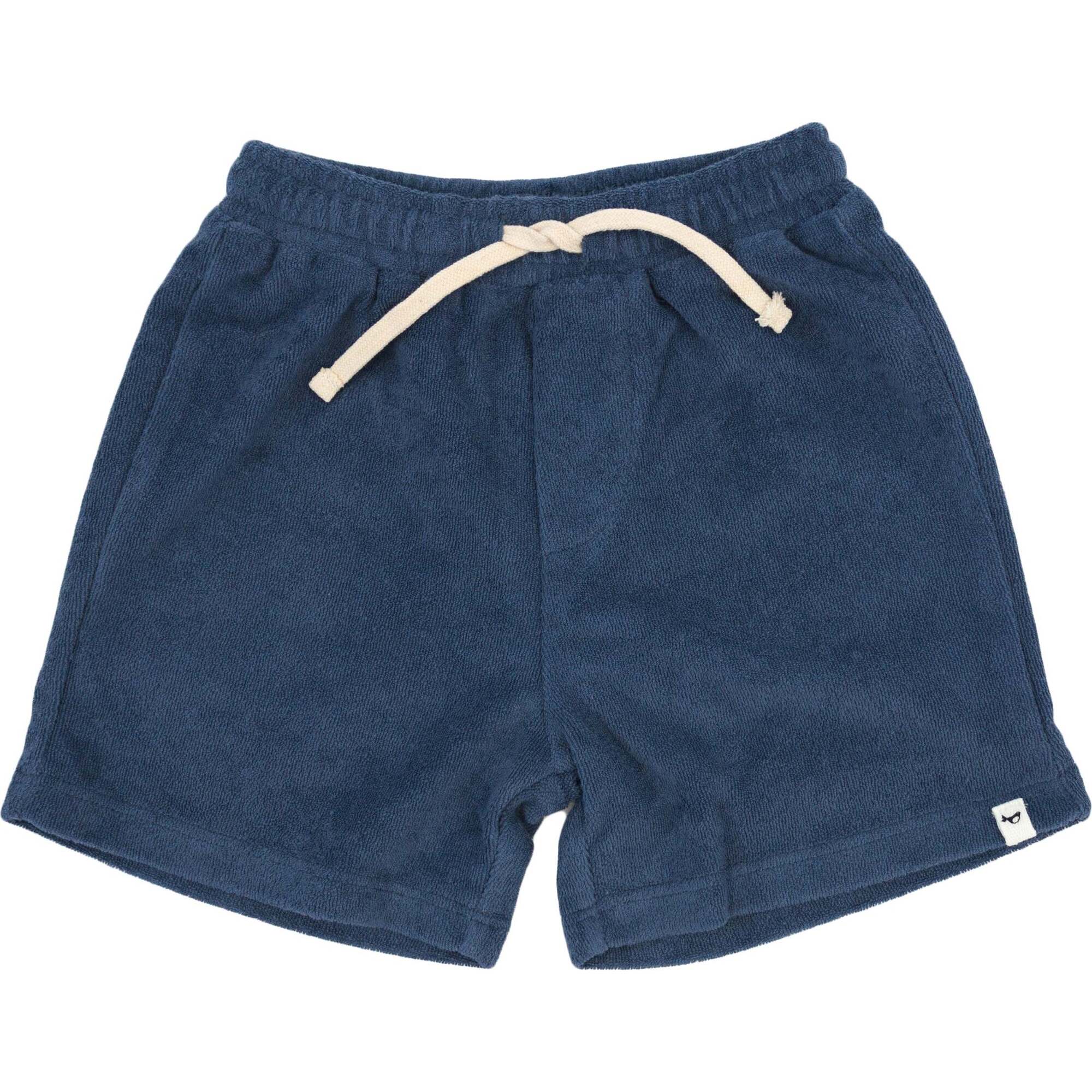 Boys Cotton Terry Track Short, Denim - Shorts - 1