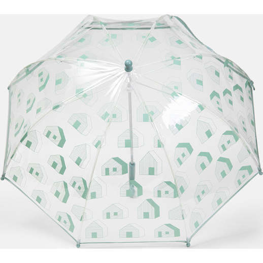 Tula House Print Umbrella, Teal - Umbrellas - 3