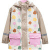 Tree Print Rain Hooded Jacket, Beige - Raincoats - 1 - thumbnail