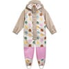 Tree Print Rain Coverall Jumpsuit, Beige - Raincoats - 1 - thumbnail