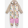 Tree Print Rain Coverall Jumpsuit, Beige - Raincoats - 2