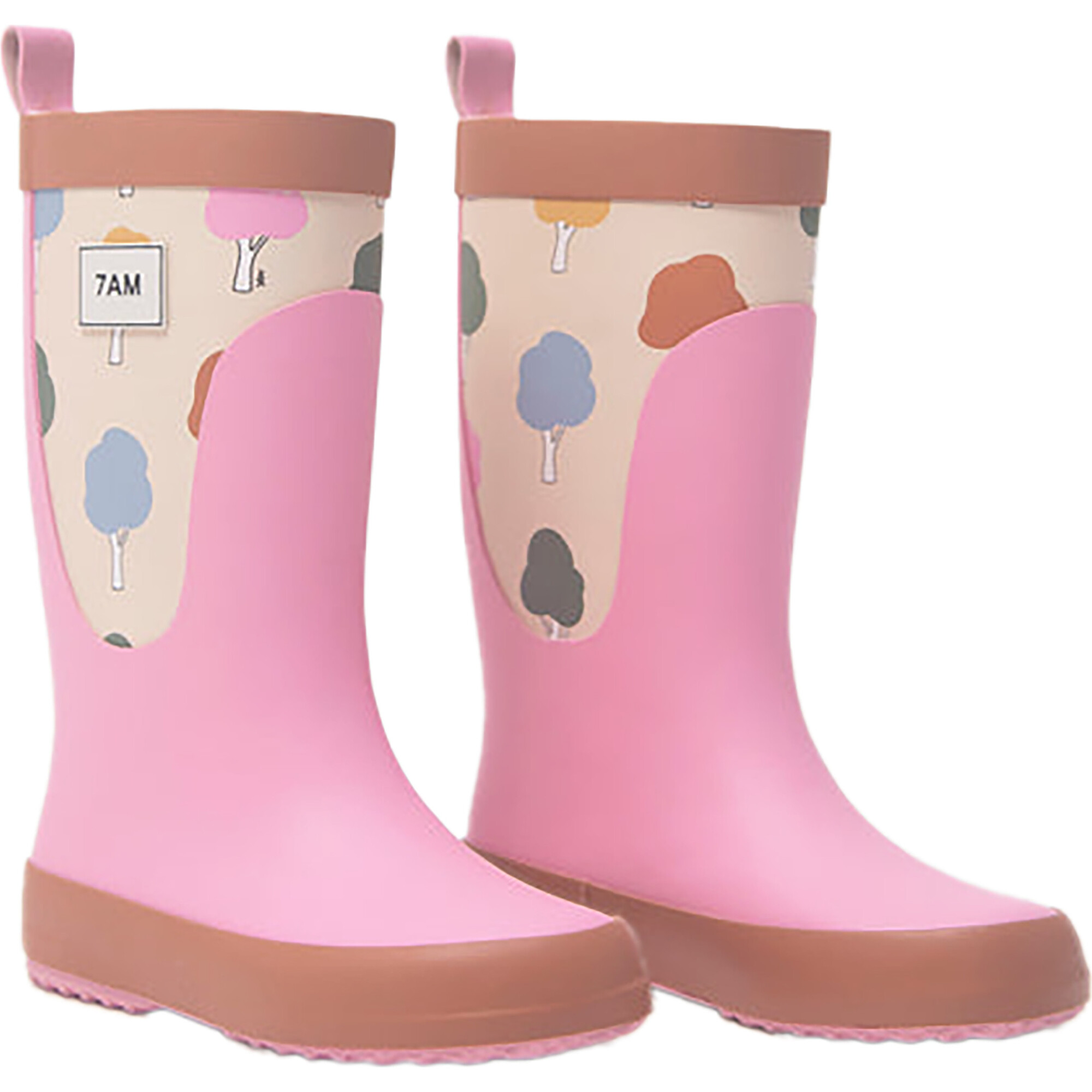 Tree Print Rain Boots, Beige - Rain Boots - 1