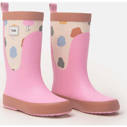 Tree Print Rain Boots, Beige - Rain Boots - 2