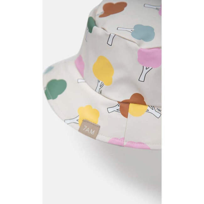 Tree Print Chin Strap Rain Bucket Hat, Beige - Hats - 5