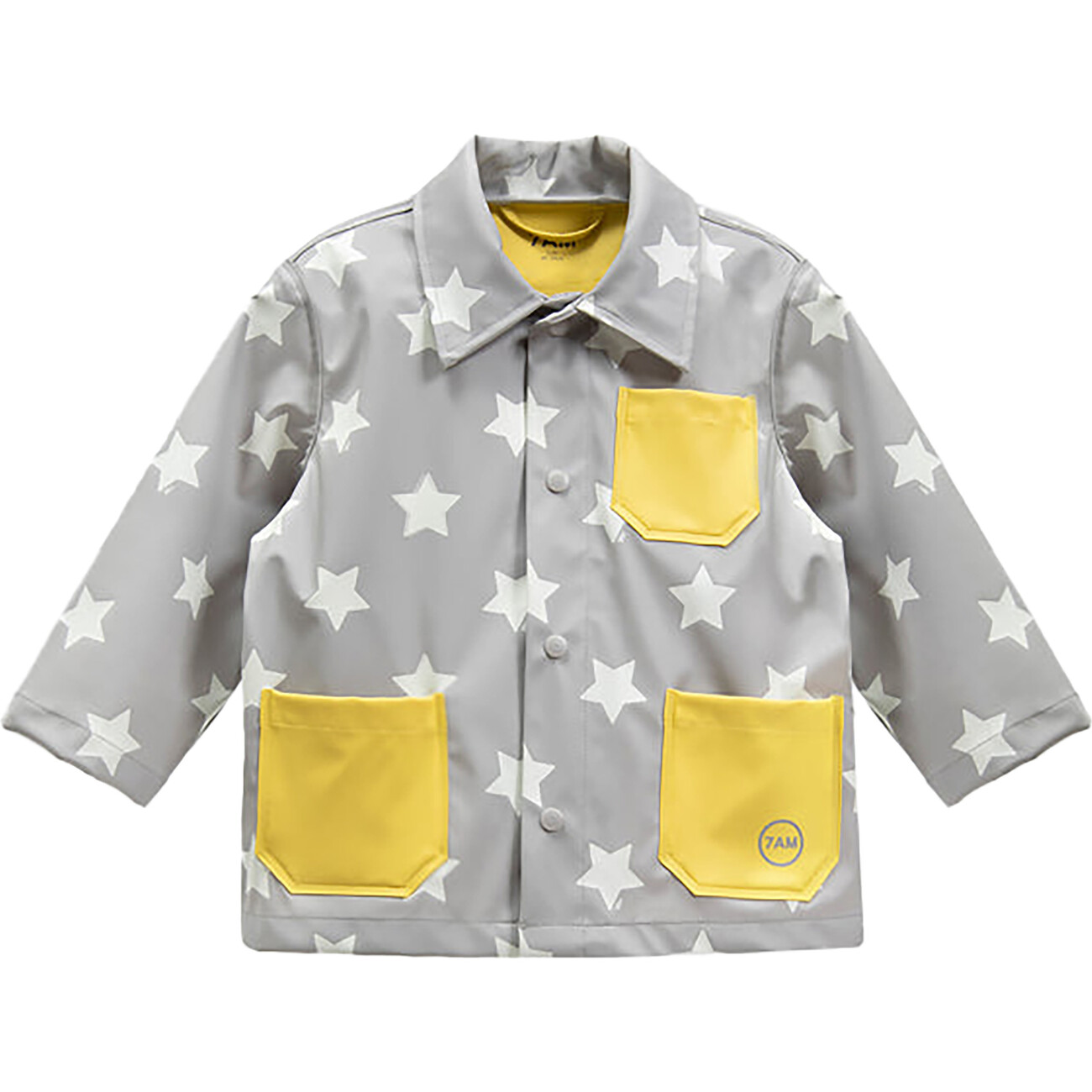 Stars Print Rain Worker Jacket, Yellow - 7AM Enfant