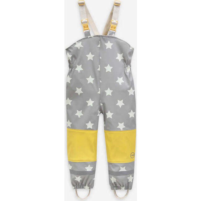 Stars Print Rain Suspender Pants, Yellow - Rain Pants - 2