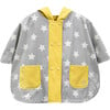 Stars Print Rain Hooded Poncho, Yellow - Raincoats - 1 - thumbnail