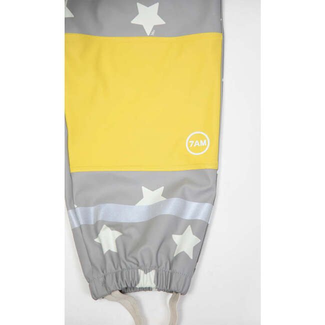 Stars Print Rain Suspender Pants, Yellow - Rain Pants - 3