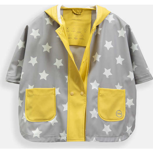 Stars Print Rain Hooded Poncho, Yellow - Raincoats - 3