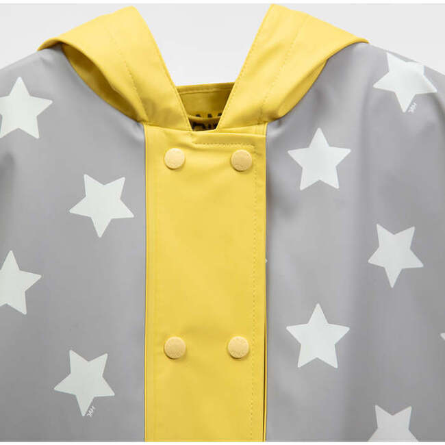 Stars Print Rain Hooded Poncho, Yellow - Raincoats - 5