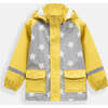 Stars Print Rain Hooded Jacket, Yellow - Raincoats - 2