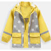 Stars Print Rain Hooded Jacket, Yellow - Raincoats - 3