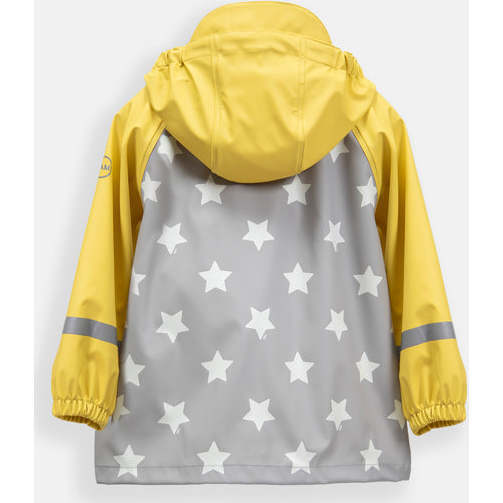 Stars Print Rain Hooded Jacket, Yellow - Raincoats - 4