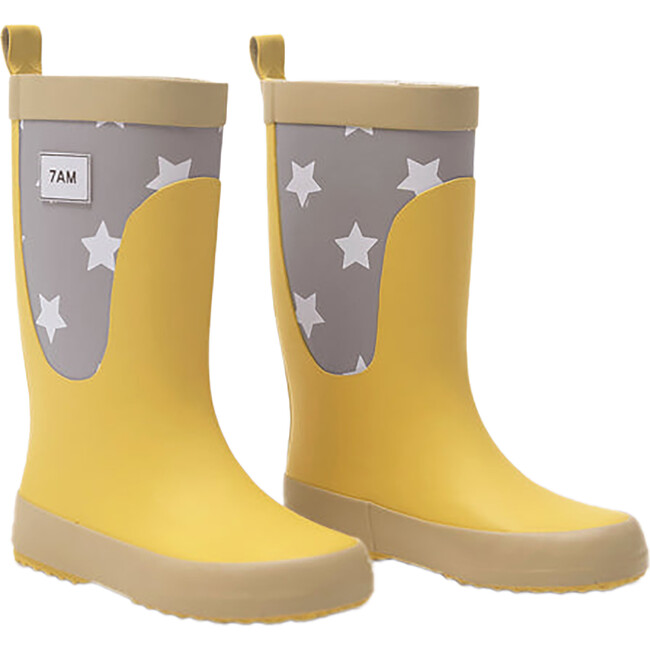 Stars Print Rain Boots, Yellow