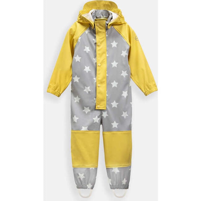 Stars Print Rain Coverall Jumpsuit, Yellow - Raincoats - 2