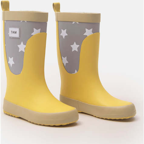 Stars Print Rain Boots, Yellow - Rain Boots - 2