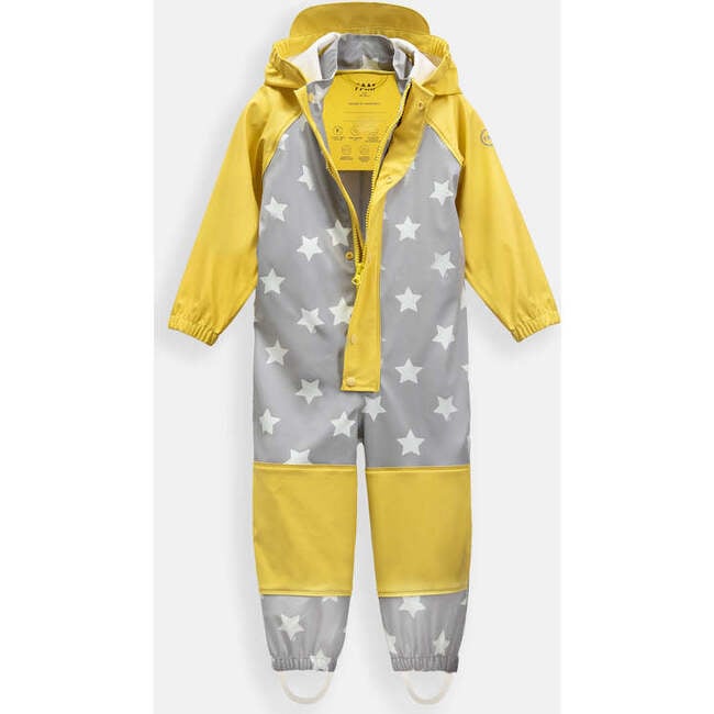 Stars Print Rain Coverall Jumpsuit, Yellow - Raincoats - 3