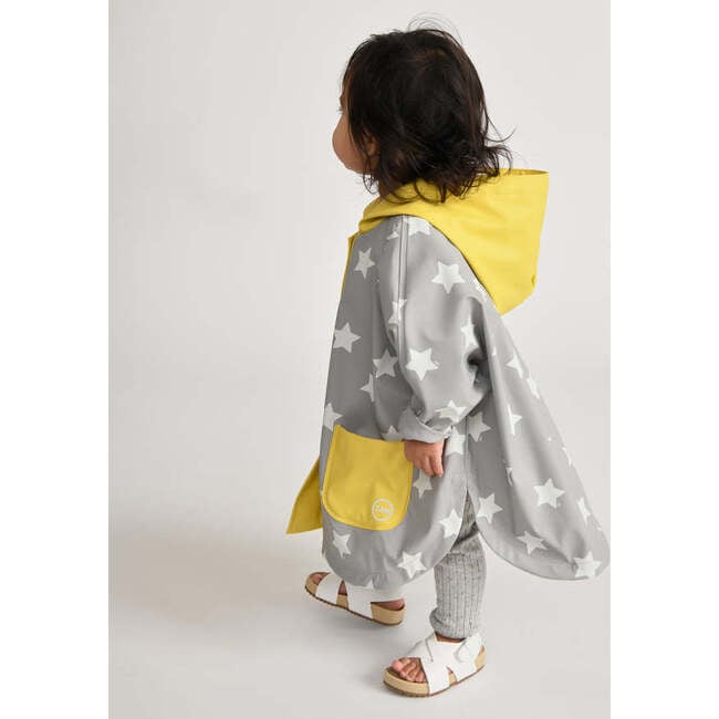 Stars Print Rain Hooded Poncho, Yellow - Raincoats - 7