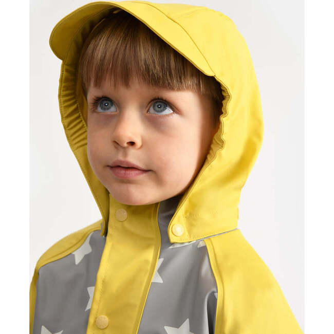 Stars Print Rain Coverall Jumpsuit, Yellow - Raincoats - 5