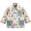 House Print Rain Worker Jacket, Teal - Raincoats - 1 - thumbnail