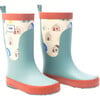 House Print Rain Boots, Teal - Rain Boots - 1 - thumbnail