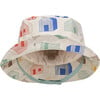 House Print Chin Strap Rain Bucket Hat, Teal - Hats - 1 - thumbnail