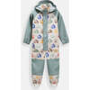 House Print Rain Coverall Jumpsuit, Teal - Raincoats - 2