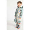 House Print Rain Coverall Jumpsuit, Teal - Raincoats - 7