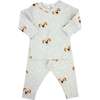 Puppy Face Print Two Piece Set, Heather Gray - Mixed Apparel Set - 1 - thumbnail