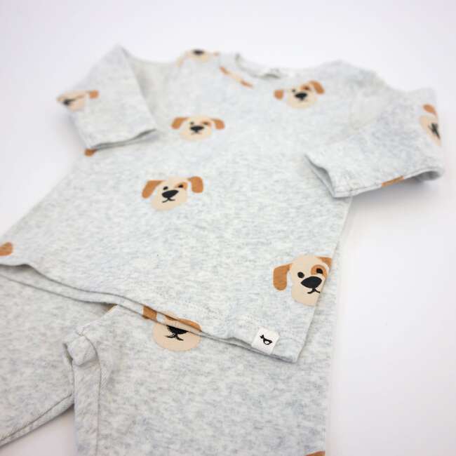 Puppy Face Print Two Piece Set, Heather Gray - Mixed Apparel Set - 3