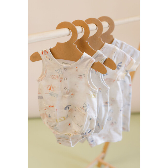 Print Sleeveless Billowy Fit One-Piece, Sand - Onesies - 4