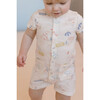 Print Short Sleeve Pocket Romper, Sand - Rompers - 5