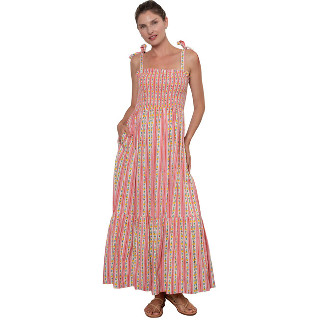 Women's Mia Striped Smocked Bodice Dress, Pink