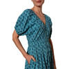 Women's Lucy V-Neck Puff Sleeve Smocked Waist Dress, Blue - Dresses - 2