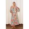Women's Martha Square Neck Long Puff Sleeve Top, Geo Pastel - Shirts - 4