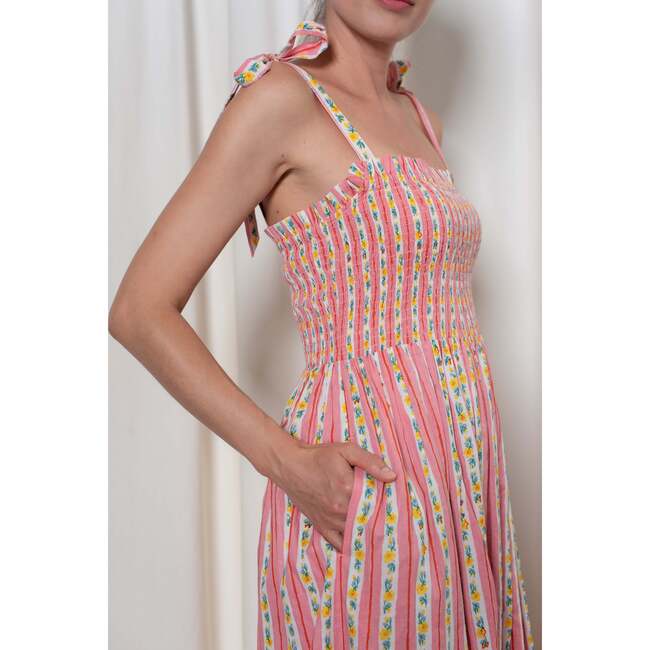 Women's Mia Striped Smocked Bodice Dress, Pink - Dresses - 4