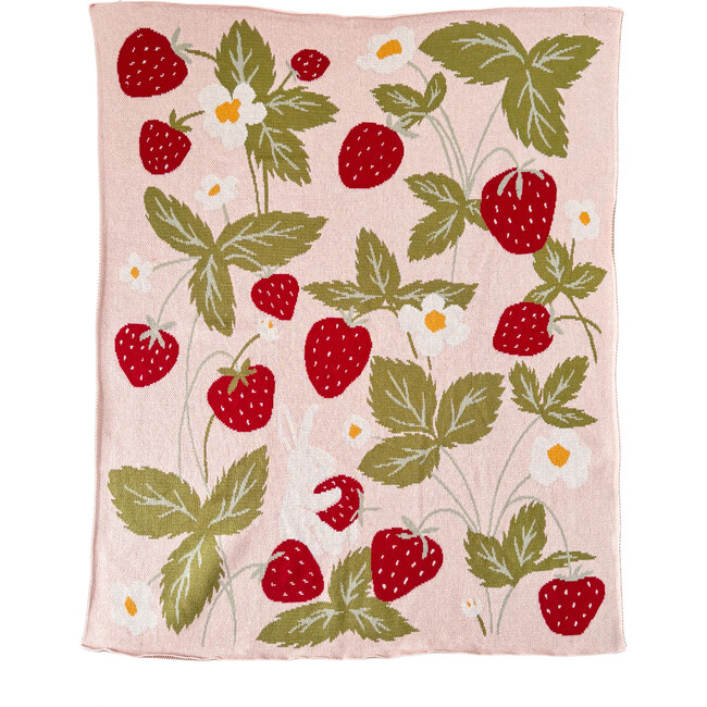 Strawberry Bunny Organic Cotton Blanket