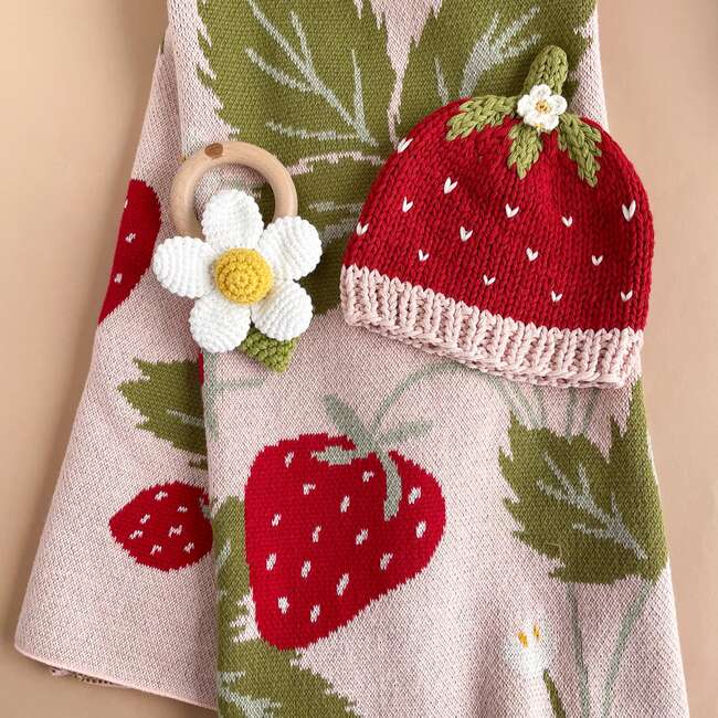 Strawberry Bunny Organic Cotton Blanket - Blankets - 3