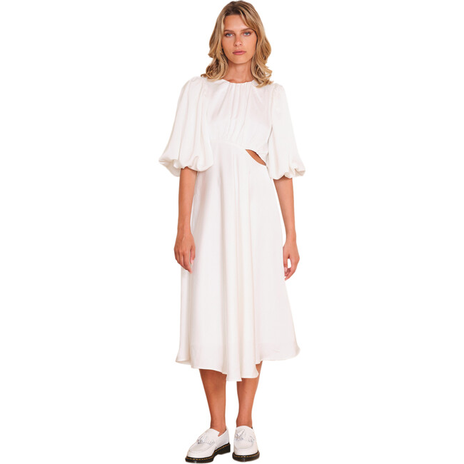 Women's Selma 3-Quarter Lantern Sleeve Midi Dress, White